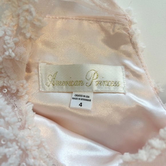 American Princess Pink Floral Pearl Rhinestone Waist Sleeveless Dress 4 Kids - Picture 10 of 14